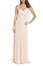 Women's Nouvelle Amsale Ruffle Halter Neck Chiffon Gown - Pink