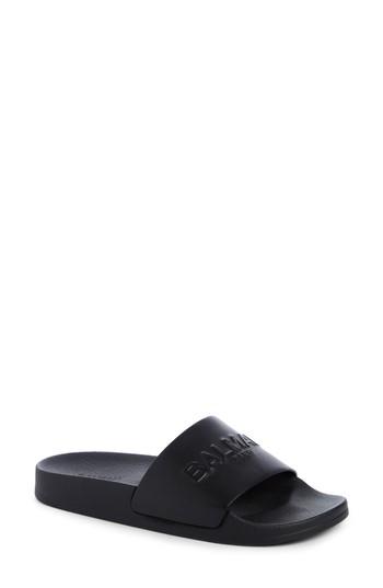 Women's Balmain Calypso Logo Strap Slide Sandal Eu - Black