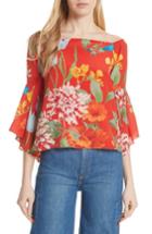 Women's Alice + Olivia Rissy Floral Off The Shoulder Silk Top - Red