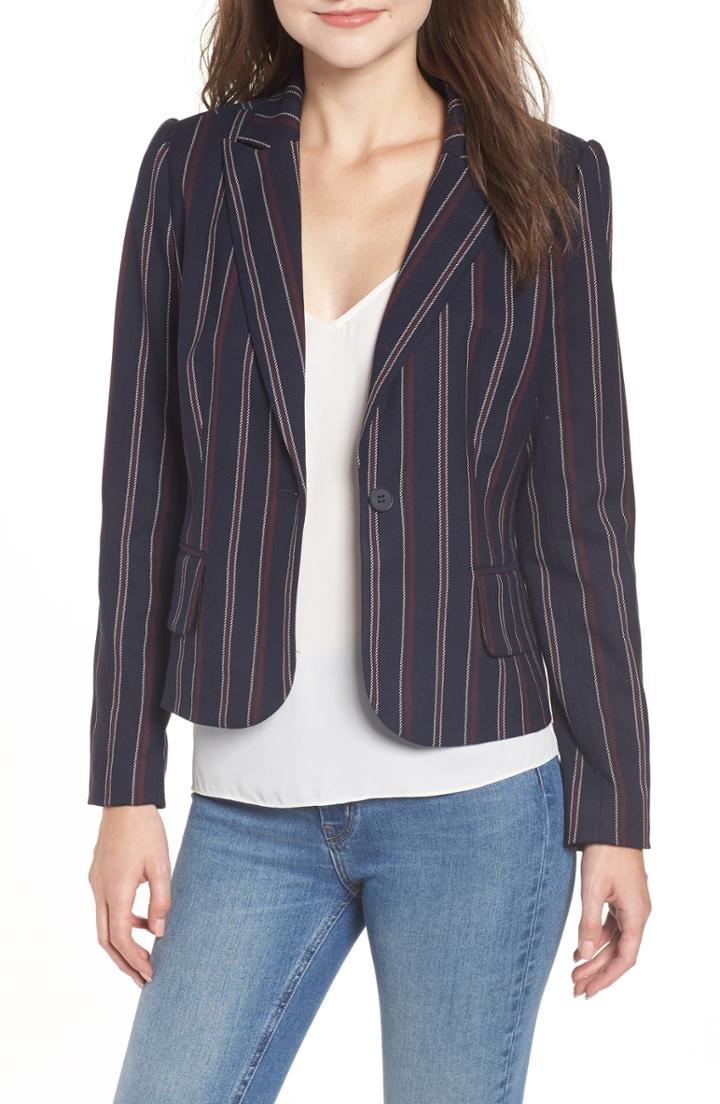 Women's Chelsea28 Fem Stripe Crop Blazer - Blue