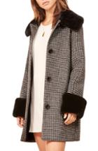 Women's Reformation Lucille Faux Fur Trim Coat - Black