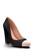 Women's Shoes Of Prey Cap Toe Block Heel Pump .5 A - Black