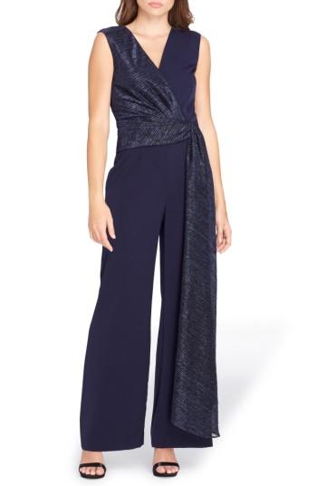 Women's Tahari Metallic Faux Wrap Jumpsuit - Blue