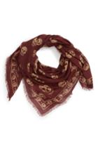 Men's Alexander Mcqueen Skull Print Modal & Silk Scarf, Size - Red