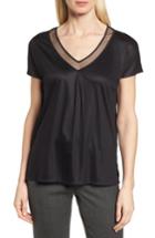 Women's Boss Elja Mesh V-neck Top - Black