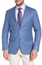 Men's David Donahue Arnold Classic Fit Plaid Wool Blend Sport Coat R - Blue