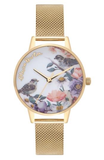 Women's Olivia Burton English Garden Mesh Strap Watch, 30mm