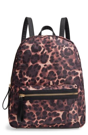 Emperia Leopard Print Nylon Backpack - Brown