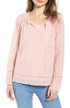 Women's Hinge Lace Tie Neck Blouse, Size - Pink