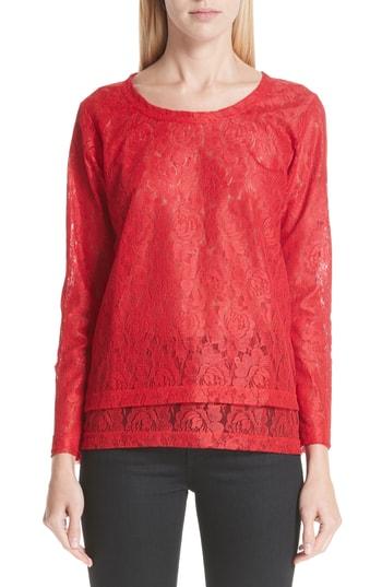 Women's Comme Des Garcons Long Sleeve Lace Top - Red