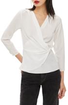 Women's Topshop Rita Knot Front Plunge Blouse Us (fits Like 6-8) - Ivory