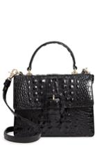 Brahmin Mini Francine Croc Embossed Leather Satchel - Black