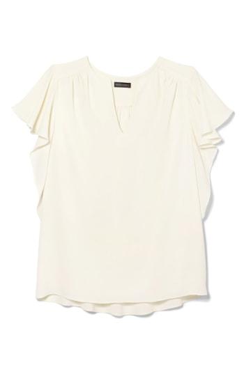 Women's Vince Camuto Flutter Sleeve Textured Top - White