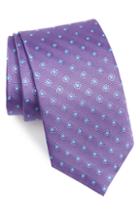 Men's David Donahue Flower Medallion Silk X-long Tie, Size X-long - Purple