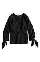 Women's Universal Standard For J.crew Stretch Poplin Tie Sleeve Top, Size - Black