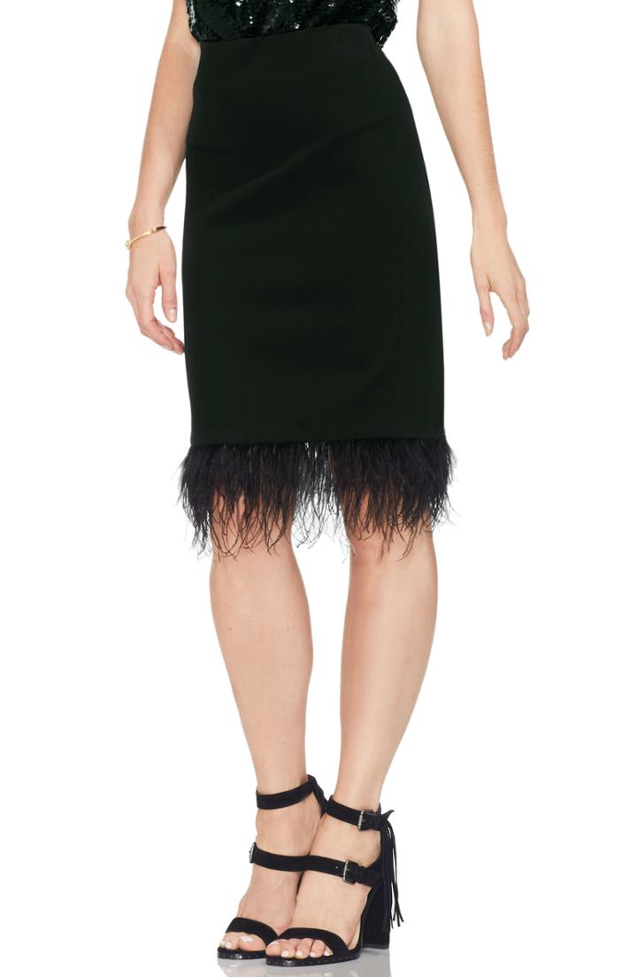 Women's Vince Camuto Feathered Hem Pencil Skirt - Black