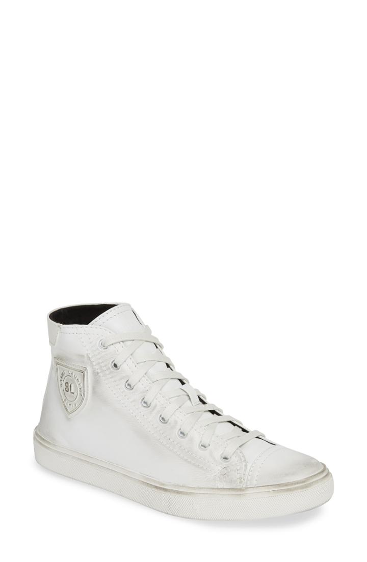 Women's Saint Laurent Bedford Distressed High Top Sneaker .5us / 35.5eu - White