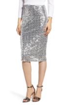 Women's Halogen Sequin Pencil Skirt, Size - Grey