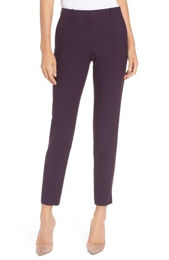 Petite Women's Boss Tiluna Straight Leg Wool Suit Pants P - Purple