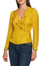 Women's 1.state Dot Jacquard Wrap Top - Yellow