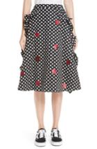 Women's Paskal Dot Print Ruffled A Line Skirt - Black
