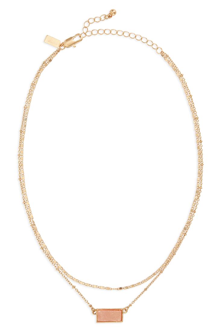 Women's Canvas Jewelry Layered Drusy Stone Necklace
