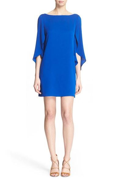 Women's Milly Butterfly Sleeve Stretch Silk Crepe Minidress - Blue