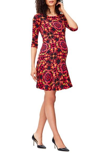 Women's Leota 'kelsey' Print Drop Waist Maternity Dress - Red