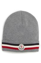 Men's Moncler Berretto Stripe Wool Beanie - Black