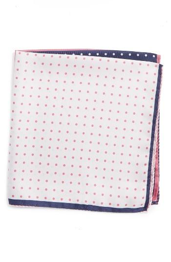Men's Nordstrom Men's Shop Four Panel Dot Silk Pocket Square, Size - Pink