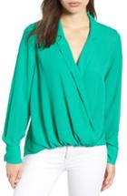 Women's Gibson Surplice Drape Front Blouse - Green