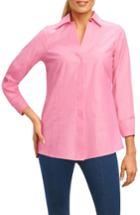 Petite Women's Foxcroft Fitted Three Quarter Sleeve Shirt P - Pink