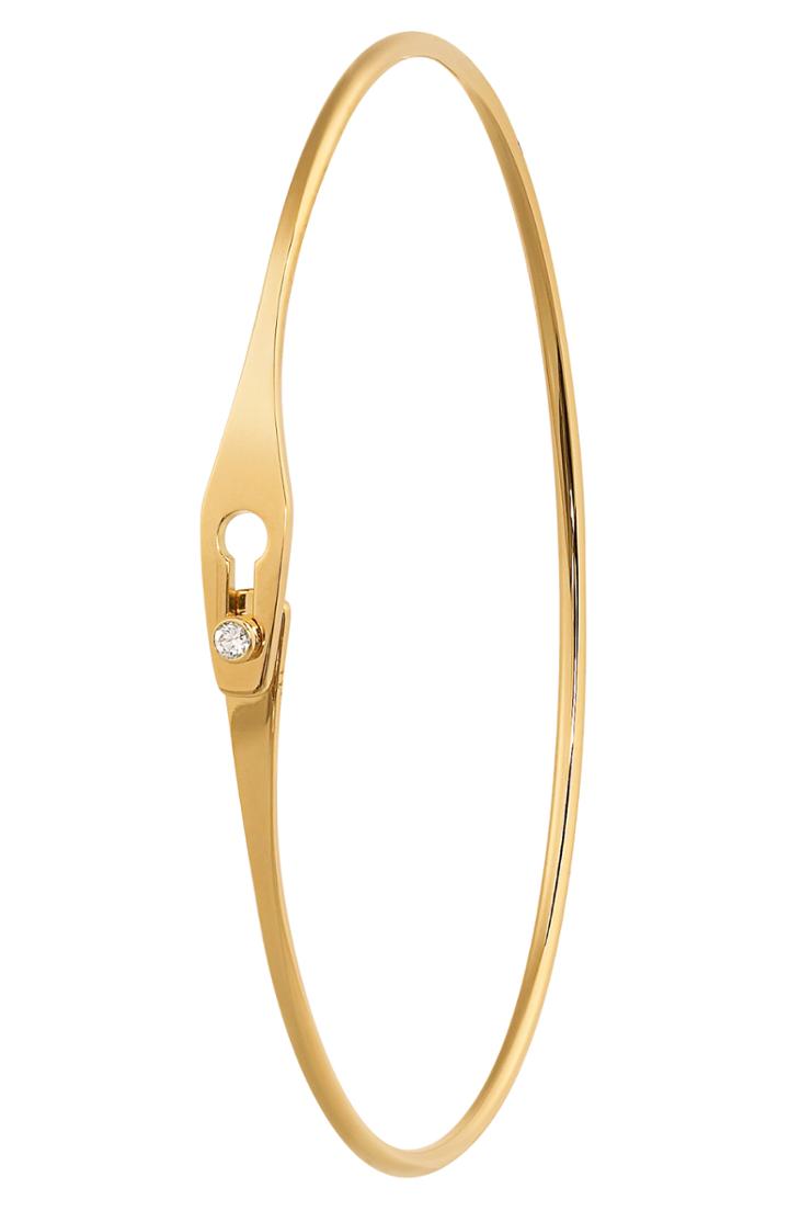 Women's Dinh Van Serrure Diamond 18k Gold Bangle