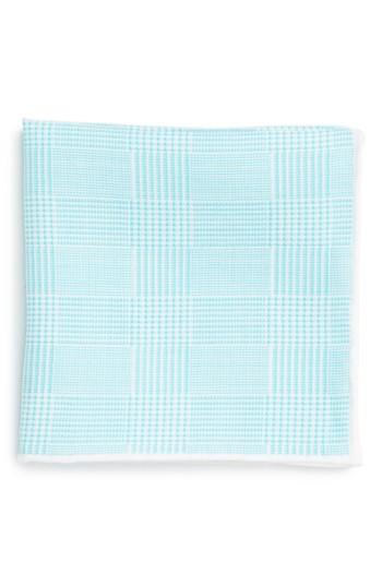 Men's Robert Talbott Plaid Linen Pocket Square, Size - Blue/green