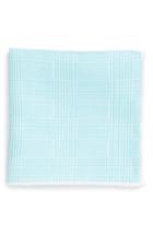 Men's Robert Talbott Plaid Linen Pocket Square, Size - Blue/green