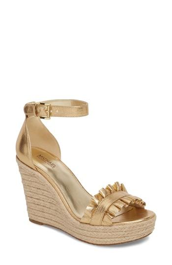Women's Michael Michael Kors Bella Espadrille Wedge Sandal M - Metallic