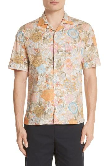 Men's Burberry London Harley Floral Print Shirt - Orange