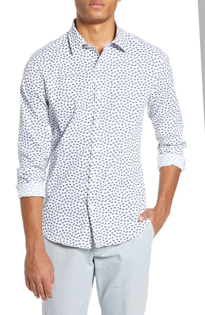 Men's Bonobos Slim Fit Floral Tech Sport Shirt R - Blue