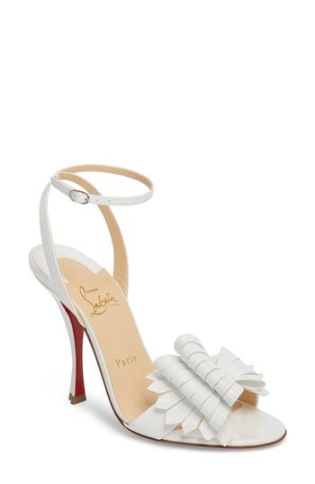 Women's Christian Louboutin Miss Valois Bow Sandal Us / 36eu - White