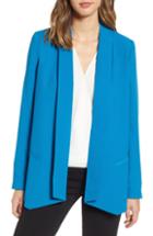 Petite Women's Halogen Shawl Collar Blazer, Size P - Blue/green