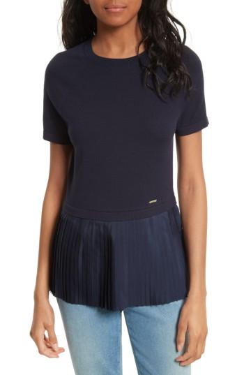 Women's Ted Baker London Gutai Pleat Panel Knit Top - Blue