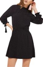 Women's Topshop Polka Dot Shirred Waist Dress Us (fits Like 0) - Black
