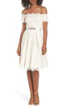 Women's Eliza J Embellished Lace Fit & Flare Dress - Ivory