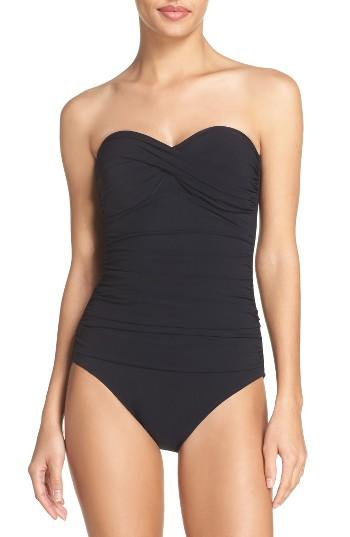 Women's Profile By Gottex 'tutti Frutti' Bandeau One-piece Swimsuit - Black
