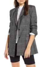 Women's Something Navy Plaid Blazer, Size - Black
