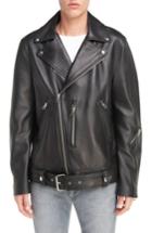 Men's Acne Studios Nate Belted Leather Moto Jacket Eu - Black