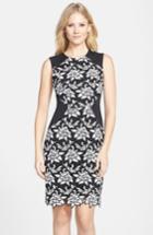 Women's Bcbgmaxazria 'laurine' Floral Lace Overlay Sheath Dress - Black