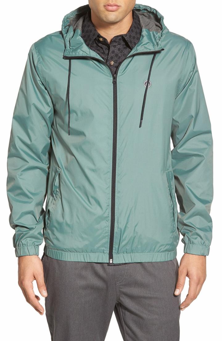 Men's Volcom 'ermont' Hooded Nylon Jacket - Green