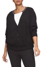 Women's Halogen Open Front Cable Cardigan, Size - Burgundy