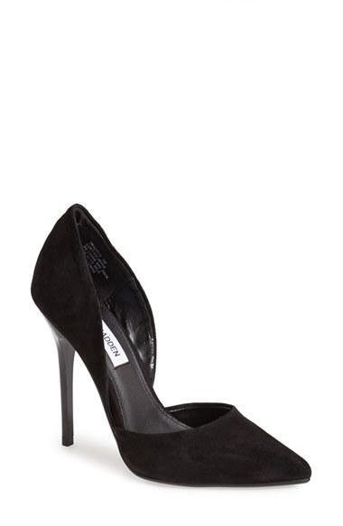 Women's Steve Madden 'varcityy' Suede Pointy Toe Pump Black Suede